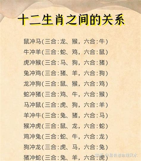 12生肖相沖|十二生肖三合、六合、相冲详解